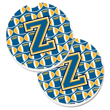 Carolines Treasures Letter Z Football Blue and Gold  Cup Holder Car Coaster, PK2 CJ1077-ZCARC